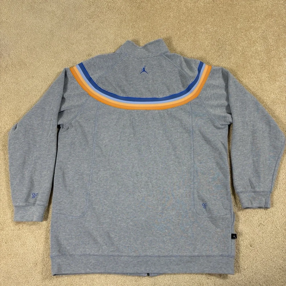 Y2K VTG Jordan Track Jacket Mens XXL Grey Blue Long Sleeve Full Zip Mock Neck
